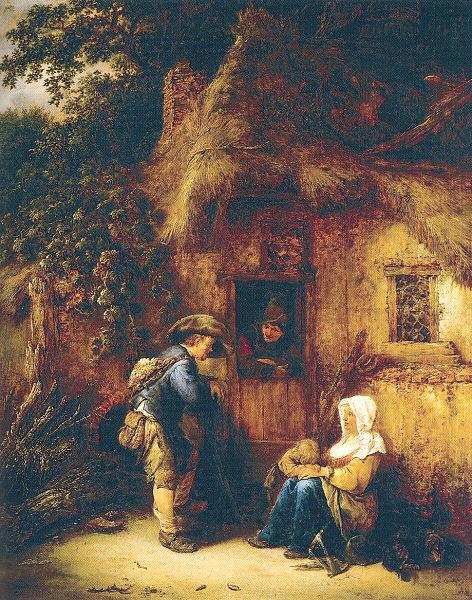 Ostade, Isaack Jansz. van Traveller at a Cottage Door oil painting image